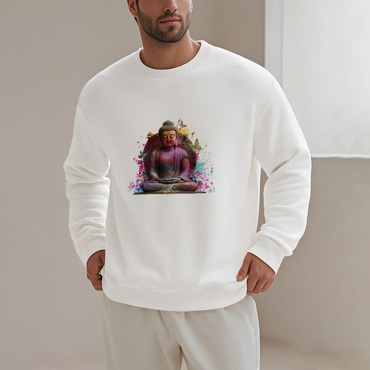 Buddha Stones, Schmetterling, Meditation, Buddha, Fleece-gefüttertes Polyester-Sweatshirt