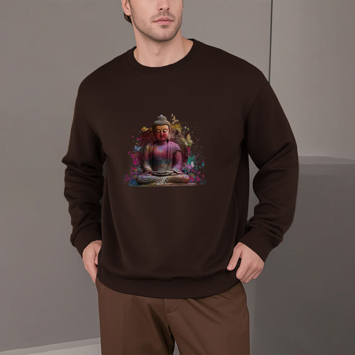 Buddha Stones, Schmetterling, Meditation, Buddha, Fleece-gefüttertes Polyester-Sweatshirt