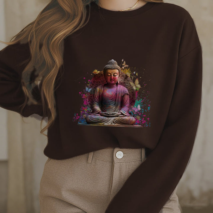 Buddha Stones, Schmetterling, Meditation, Buddha, Fleece-gefüttertes Polyester-Sweatshirt