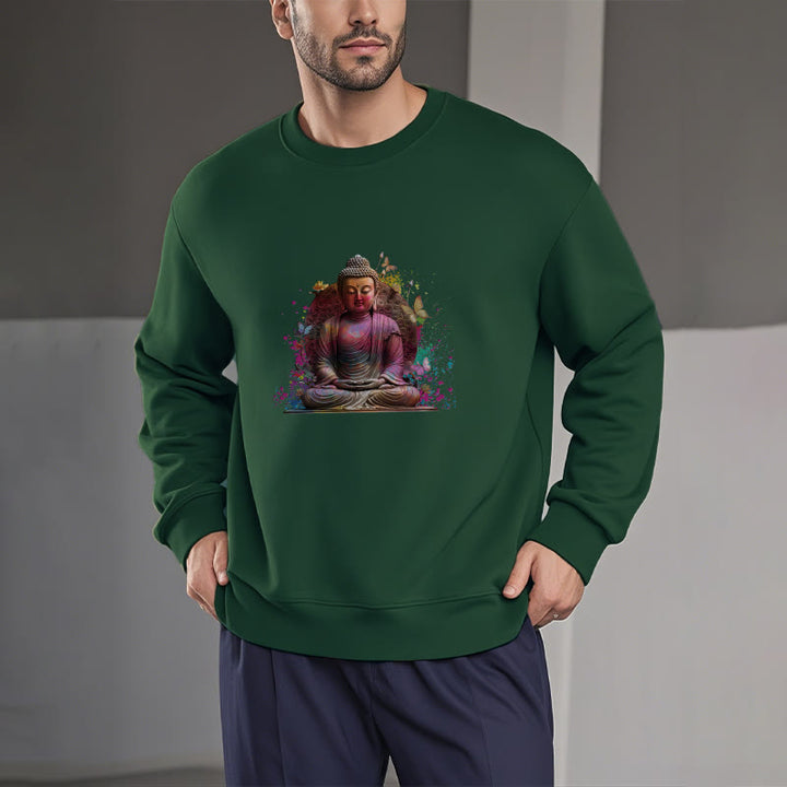 Buddha Stones, Schmetterling, Meditation, Buddha, Fleece-gefüttertes Polyester-Sweatshirt