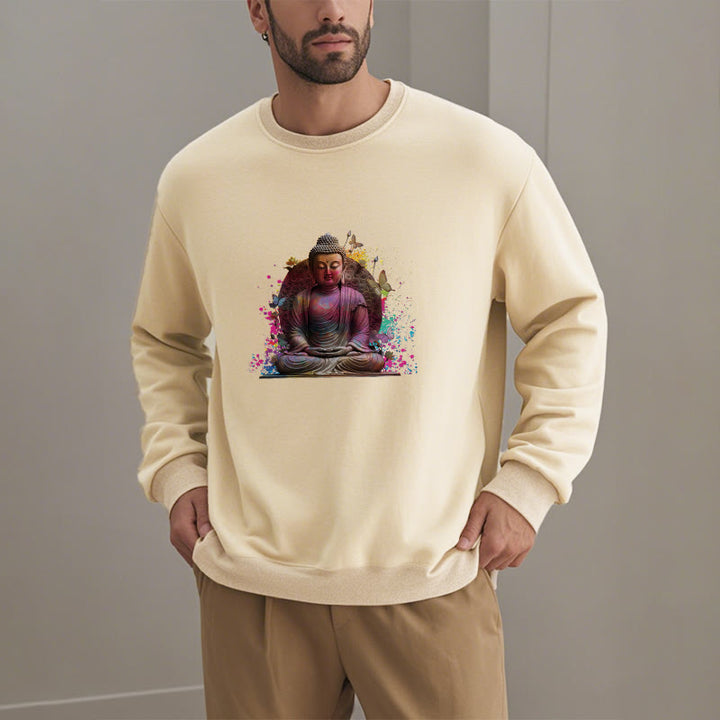 Buddha Stones, Schmetterling, Meditation, Buddha, Fleece-gefüttertes Polyester-Sweatshirt