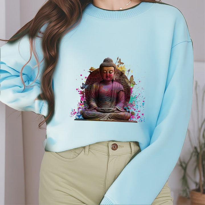 Buddha Stones, Schmetterling, Meditation, Buddha, Fleece-gefüttertes Polyester-Sweatshirt