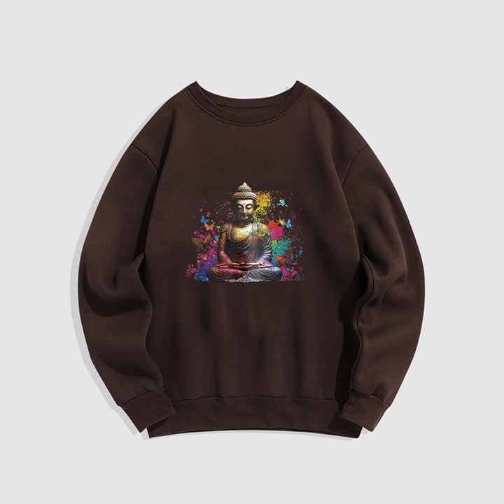 Sweatshirt mit Buddha Stones , bunt, Schmetterling, fliegend, Meditation, Buddha, Fleece-gefüttert