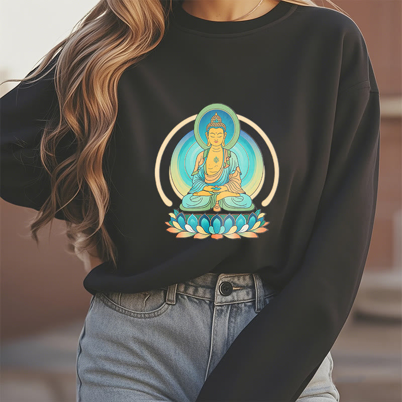 Buddha Stones, Lotus, Meditation, Buddha, Fleece-gefüttertes Sweatshirt