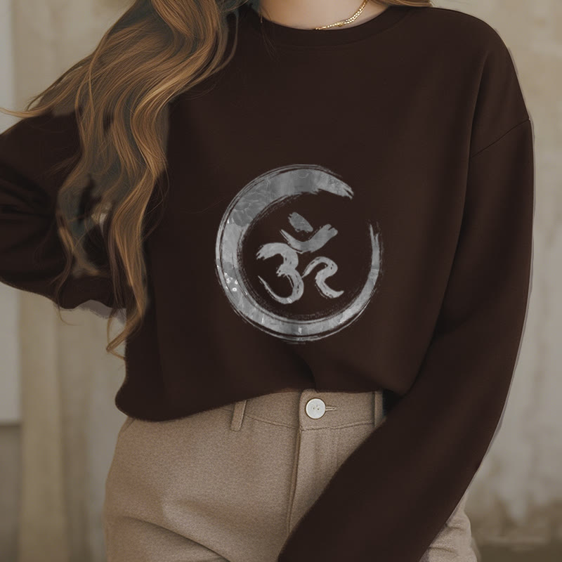 Sweatshirt aus Polyester mit Fleecefutter von Buddha Stones OM Mantra Sanskrit