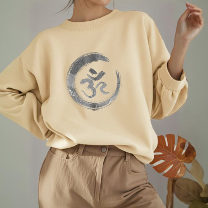 Sweatshirt aus Polyester mit Fleecefutter von Buddha Stones OM Mantra Sanskrit