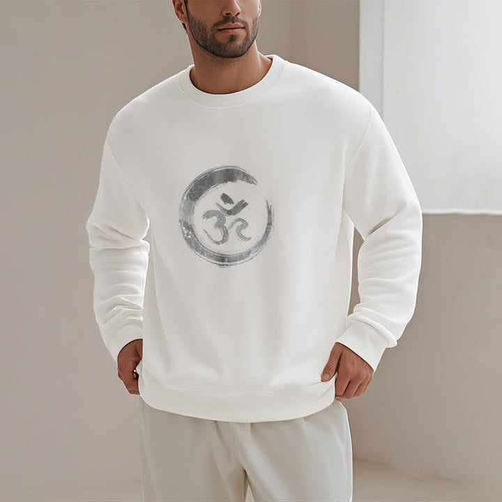 Sweatshirt aus Polyester mit Fleecefutter von Buddha Stones OM Mantra Sanskrit