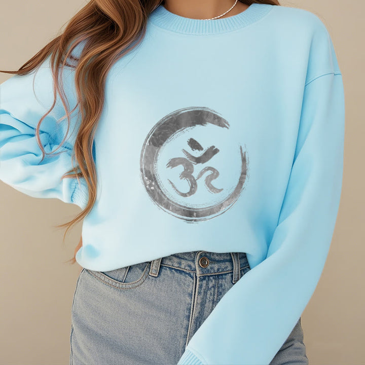 Sweatshirt aus Polyester mit Fleecefutter von Buddha Stones OM Mantra Sanskrit