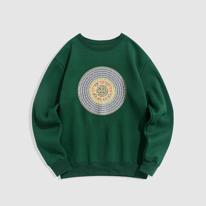 Sweatshirt mit 108 Buddha Stones, Om Mani Padme Hum Mantra, Sanskrit, mit Fleecefutter, Polyester