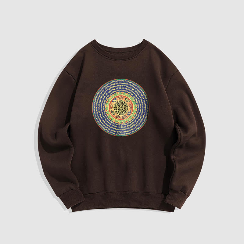 Sweatshirt mit 108 Buddha Stones, Om Mani Padme Hum Mantra, Sanskrit, mit Fleecefutter, Polyester