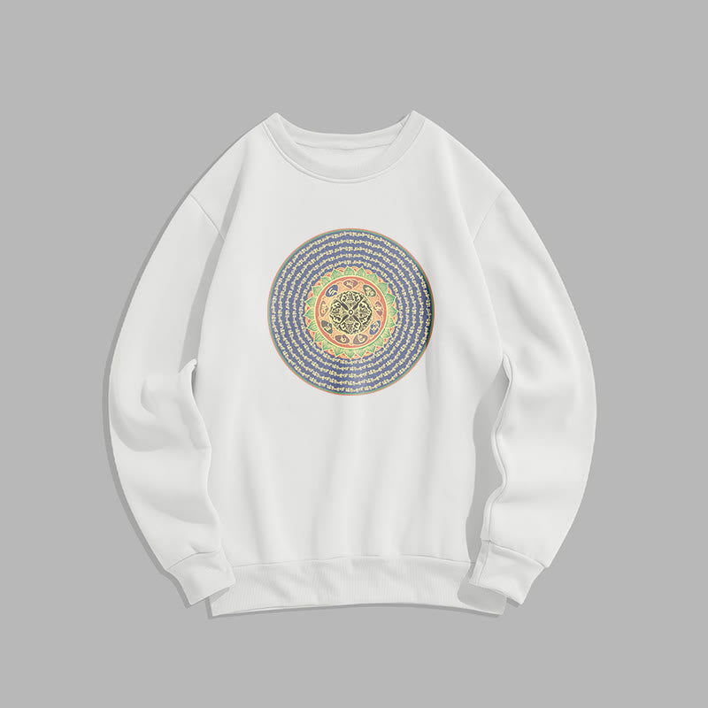 Sweatshirt mit 108 Buddha Stones, Om Mani Padme Hum Mantra, Sanskrit, mit Fleecefutter, Polyester