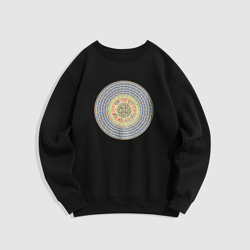 Sweatshirt mit 108 Buddha Stones, Om Mani Padme Hum Mantra, Sanskrit, mit Fleecefutter, Polyester