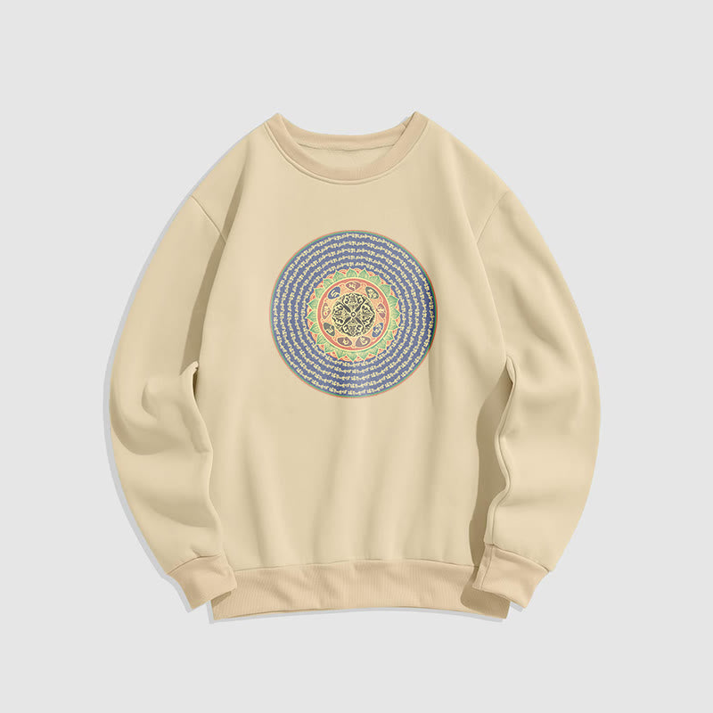 Sweatshirt mit 108 Buddha Stones, Om Mani Padme Hum Mantra, Sanskrit, mit Fleecefutter, Polyester