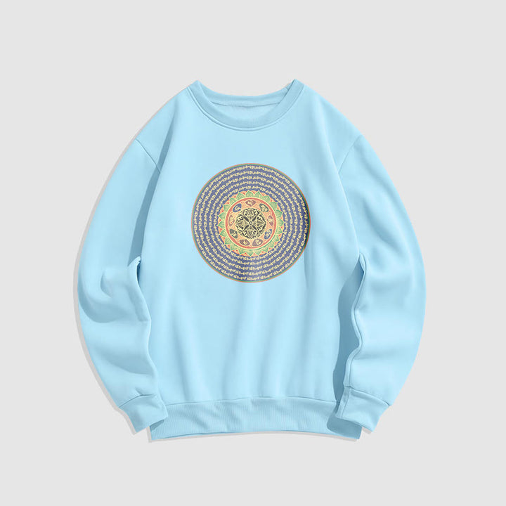 Sweatshirt mit 108 Buddha Stones, Om Mani Padme Hum Mantra, Sanskrit, mit Fleecefutter, Polyester