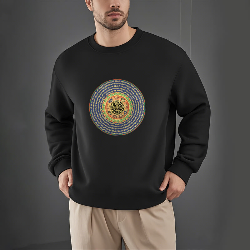 Sweatshirt mit 108 Buddha Stones, Om Mani Padme Hum Mantra, Sanskrit, mit Fleecefutter, Polyester