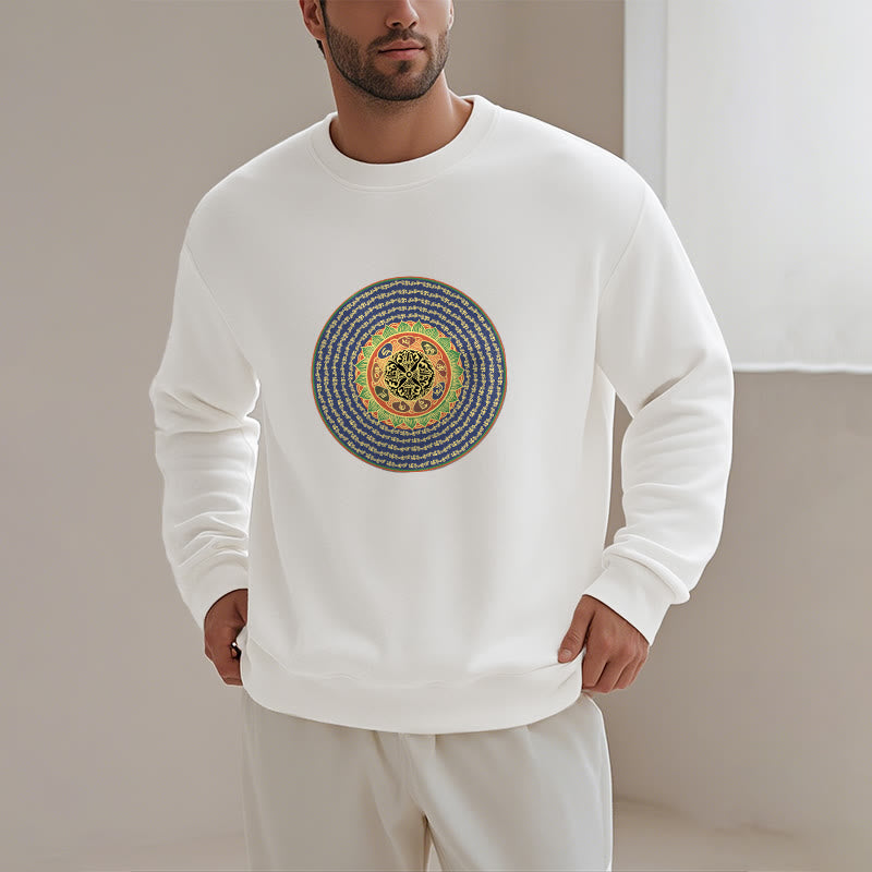 Sweatshirt mit 108 Buddha Stones, Om Mani Padme Hum Mantra, Sanskrit, mit Fleecefutter, Polyester