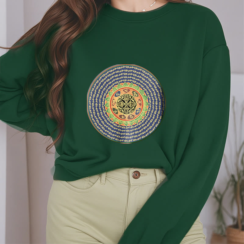 Sweatshirt mit 108 Buddha Stones, Om Mani Padme Hum Mantra, Sanskrit, mit Fleecefutter, Polyester