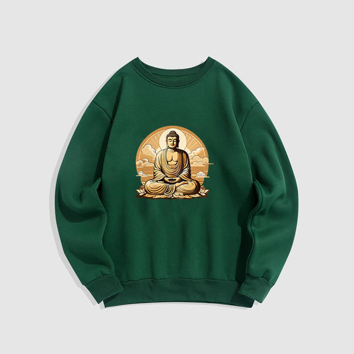 Buddha Stones, Sonne, glückverheißende Wolken, Buddha, Rundhalsausschnitt, Fleece-gefüttertes Sweatshirt