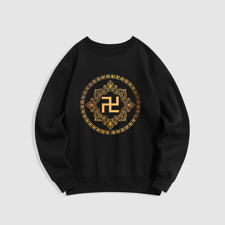 Sweatshirt aus Polyester mit Fleecefutter und Hakenkreuz von Buddha Stones