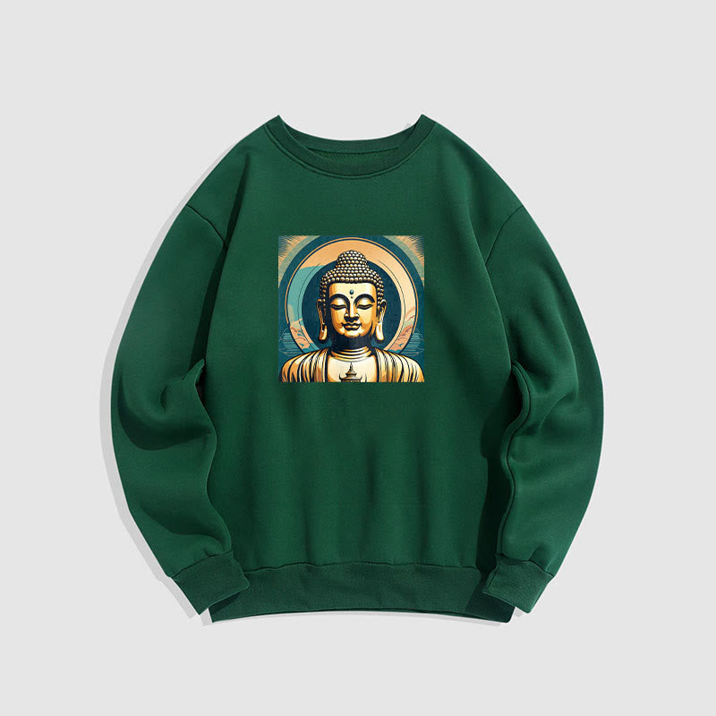 Buddha Stones Goldener Buddha Fleece gefüttertes Sweatshirt