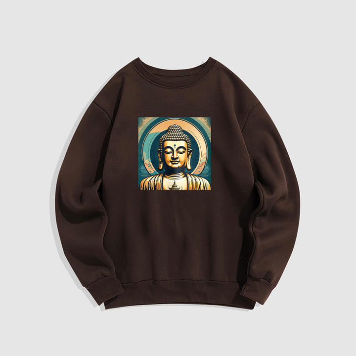 Buddha Stones Goldener Buddha Fleece gefüttertes Sweatshirt