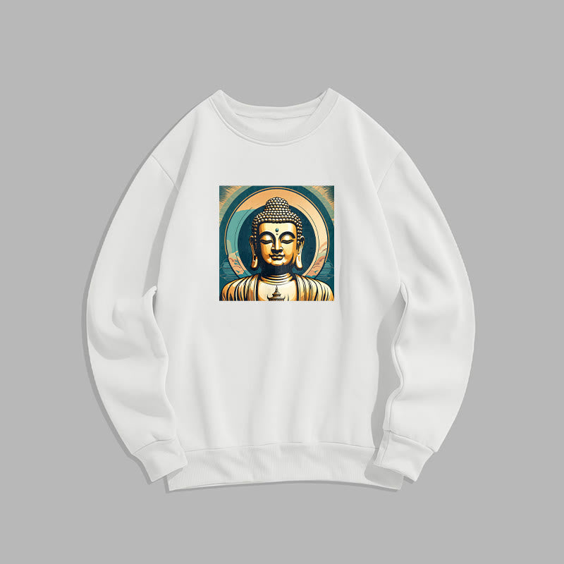 Buddha Stones Goldener Buddha Fleece gefüttertes Sweatshirt