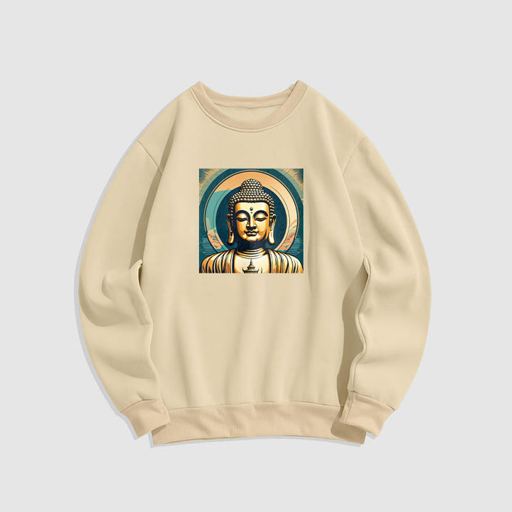 Buddha Stones Goldener Buddha Fleece gefüttertes Sweatshirt