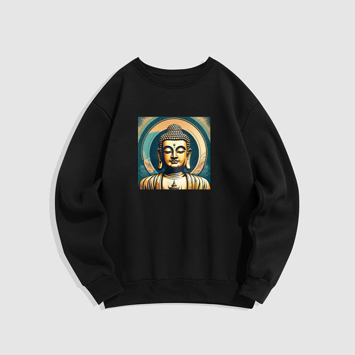 Buddha Stones Goldener Buddha Fleece gefüttertes Sweatshirt