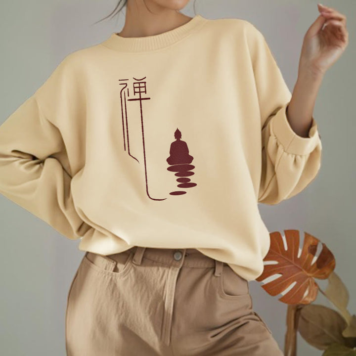 Buddha Stones Zen Buddha Sweatshirt aus Polyester mit Fleecefutter