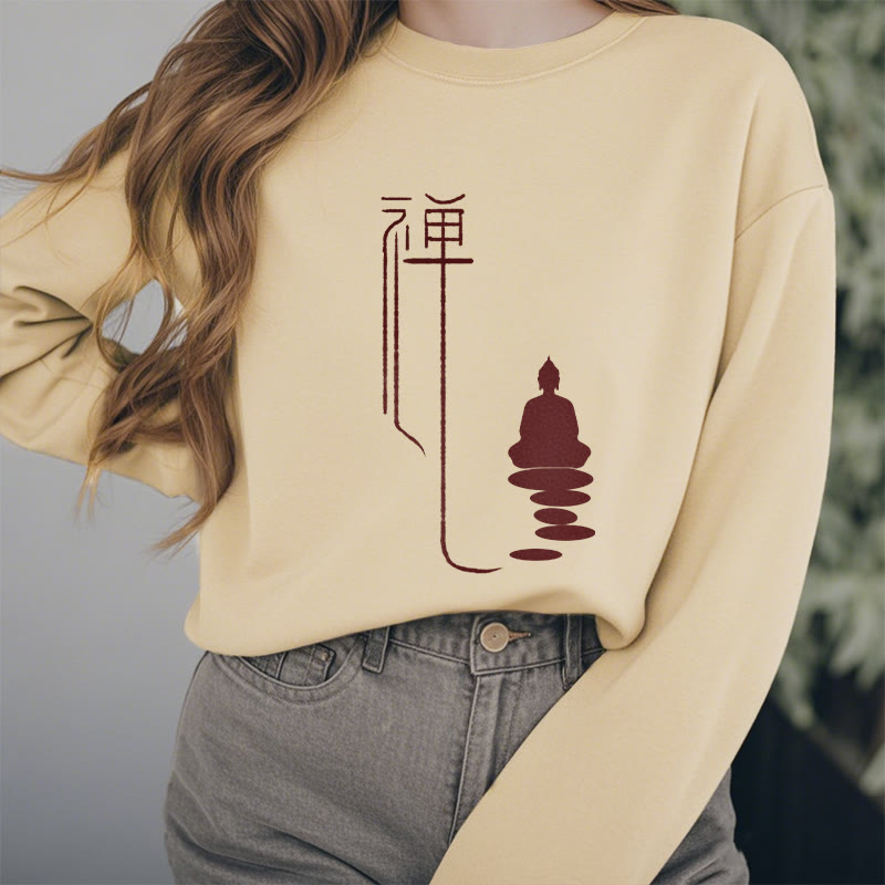 Buddha Stones Zen Buddha Sweatshirt aus Polyester mit Fleecefutter