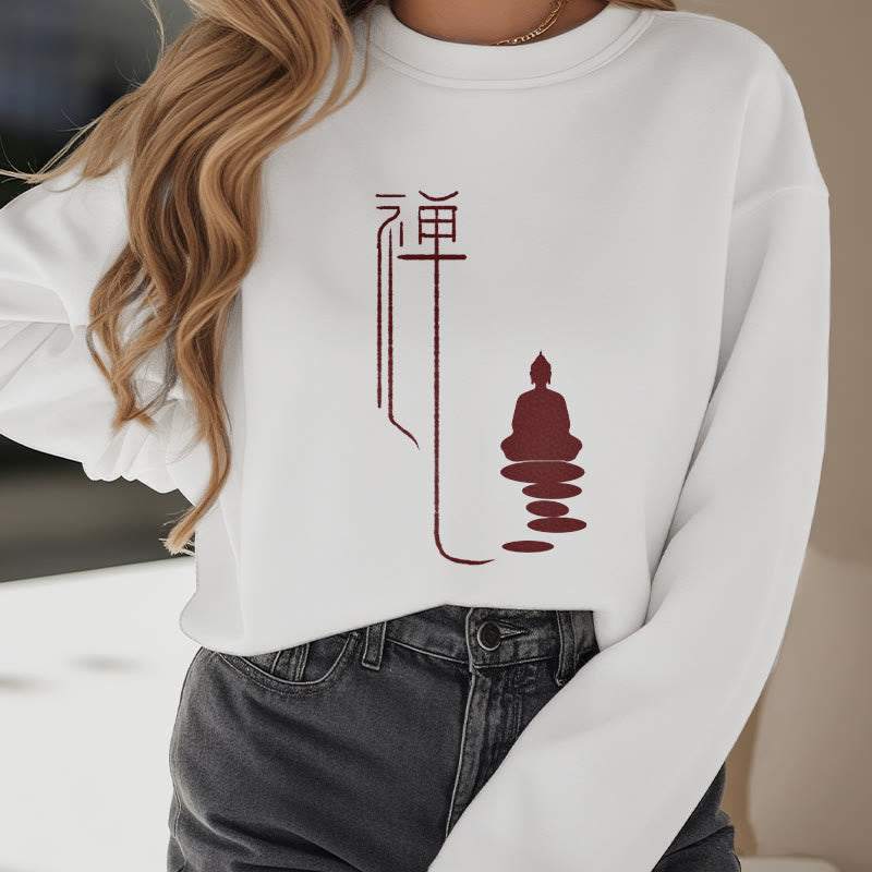 Buddha Stones Zen Buddha Sweatshirt aus Polyester mit Fleecefutter