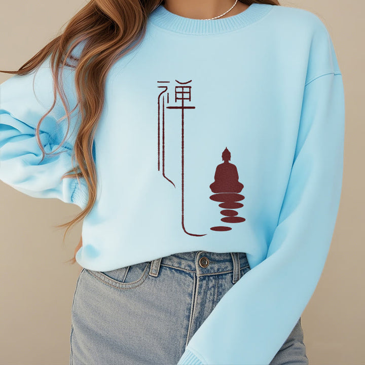 Buddha Stones Zen Buddha Sweatshirt aus Polyester mit Fleecefutter