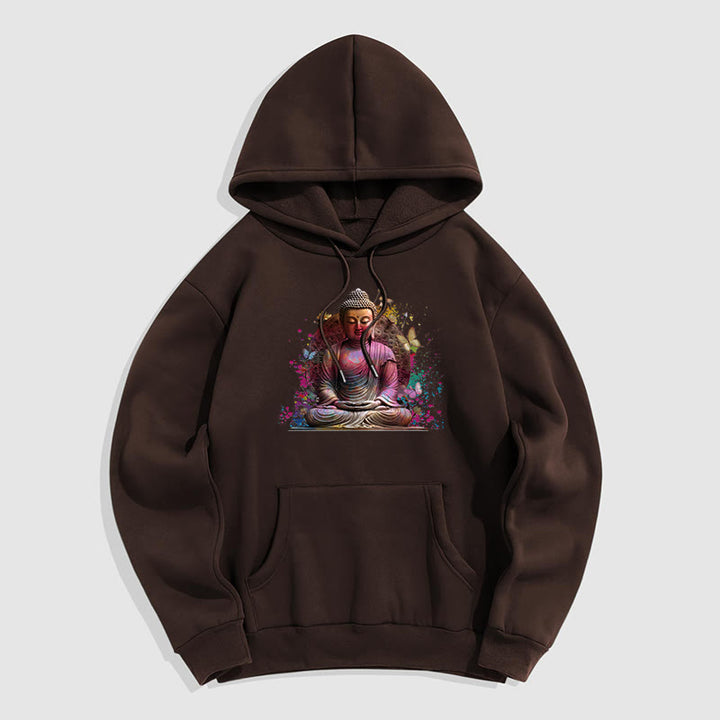 Buddha Stones, Schmetterling, Meditations-Buddha, Polyester-Fleece-gefütterter Hoodie