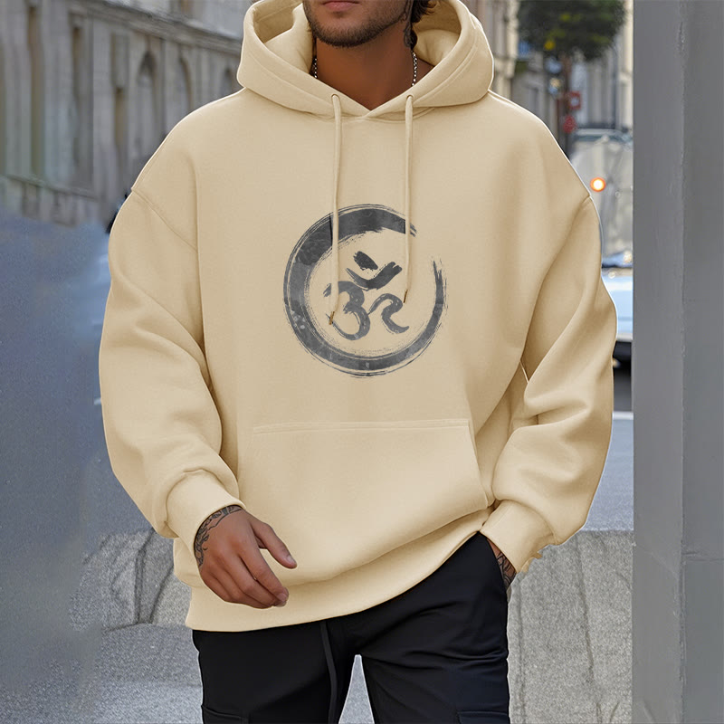 Kapuzenpullover aus Polyester mit Buddha Stones, OM-Mantra, Sanskrit, mit Fleecefutter