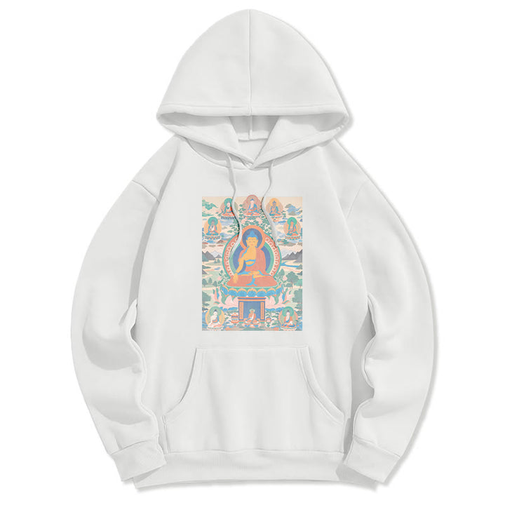 Buddha Stones Berg Wolke Baum Buddha Fleece gefüttert Polyester Hoodie