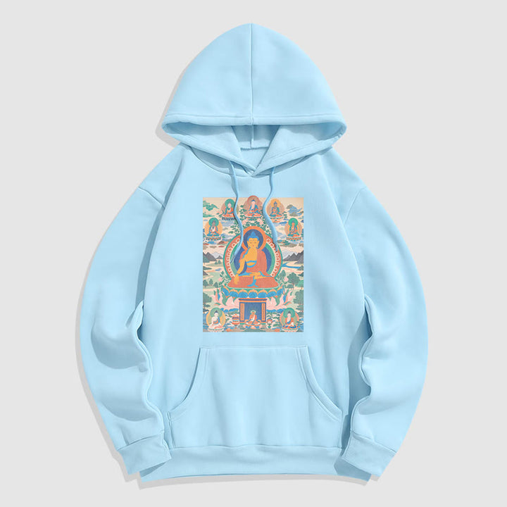 Buddha Stones Berg Wolke Baum Buddha Fleece gefüttert Polyester Hoodie