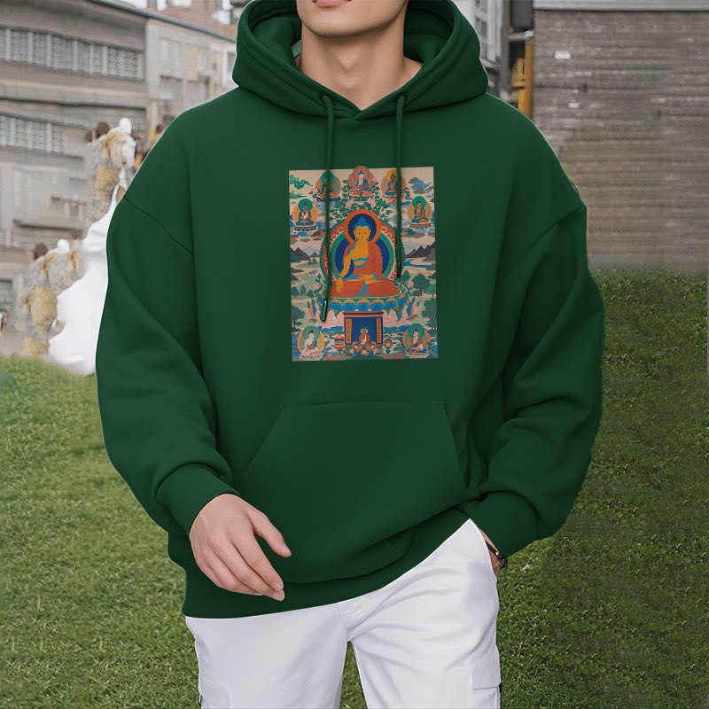 Buddha Stones Berg Wolke Baum Buddha Fleece gefüttert Polyester Hoodie