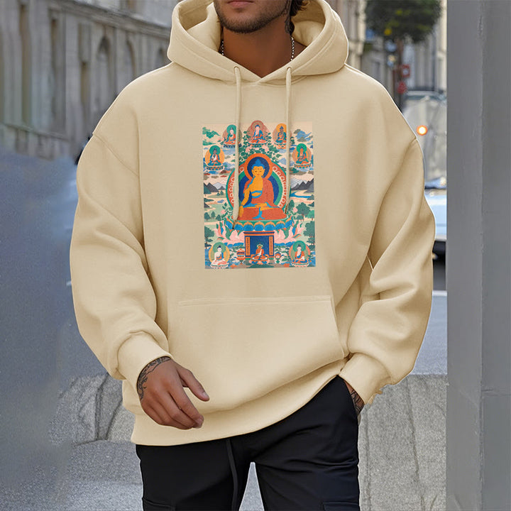 Buddha Stones Berg Wolke Baum Buddha Fleece gefüttert Polyester Hoodie