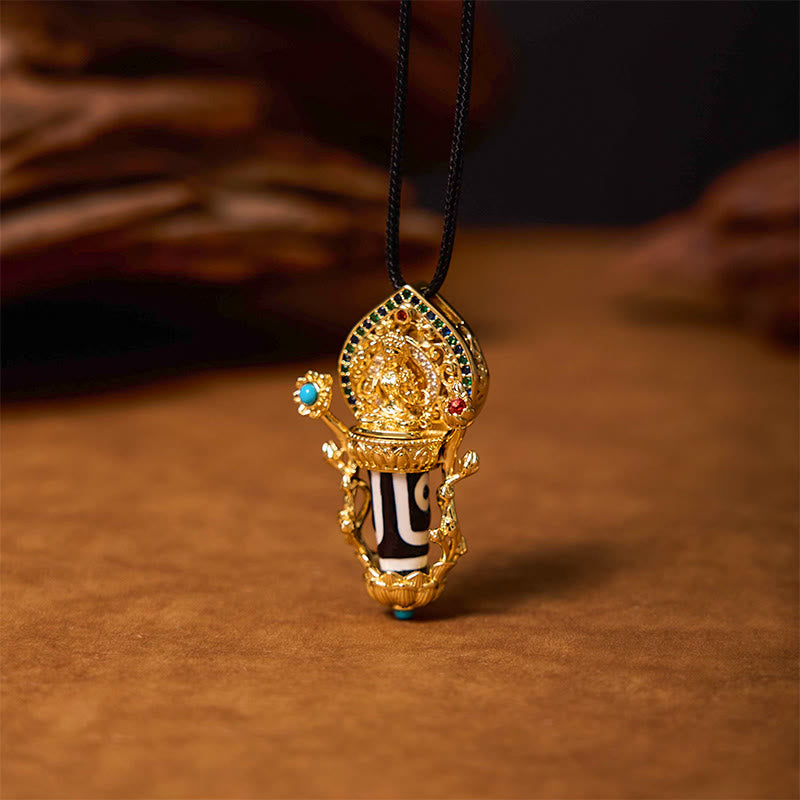 Buddha Stones, tibetische Dzi-Perle, Manjusri, Bodhisattva-Muster, Mitgefühl, Halskettenanhänger - image 4