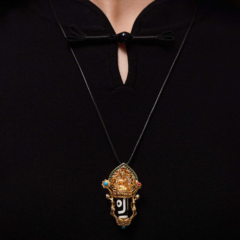 Buddha Stones, tibetische Dzi-Perle, Manjusri, Bodhisattva-Muster, Mitgefühl, Halskettenanhänger - image 6
