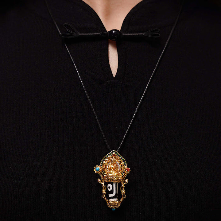 Buddha Stones, tibetische Dzi-Perle, Manjusri, Bodhisattva-Muster, Mitgefühl, Halskettenanhänger - image 6