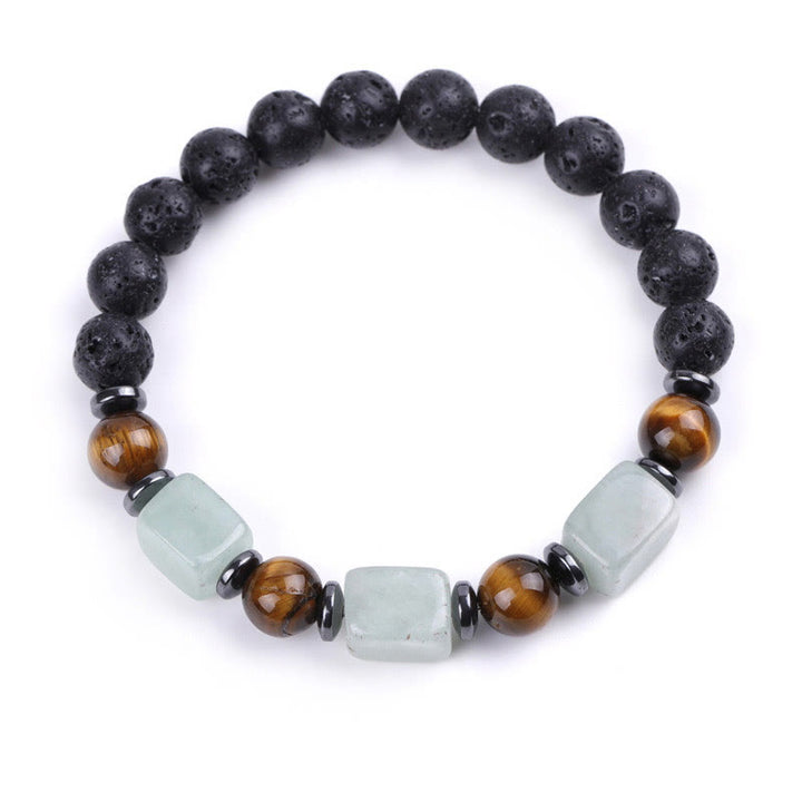 Buddha Stones, verschiedene Kristalle, Lavastein, Ruhe-Armband