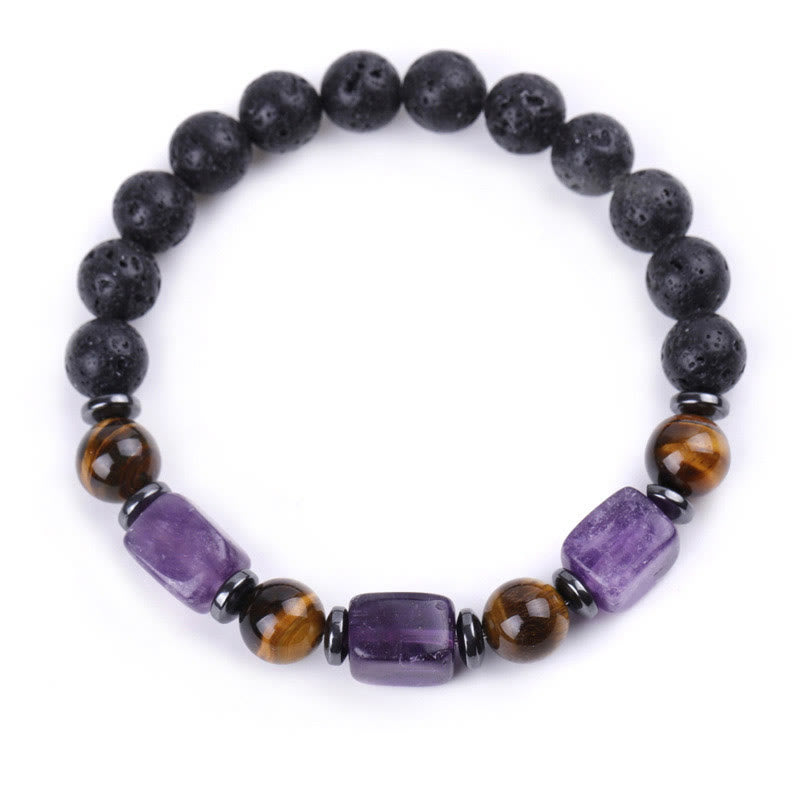 Buddha Stones, verschiedene Kristalle, Lavastein, Ruhe-Armband