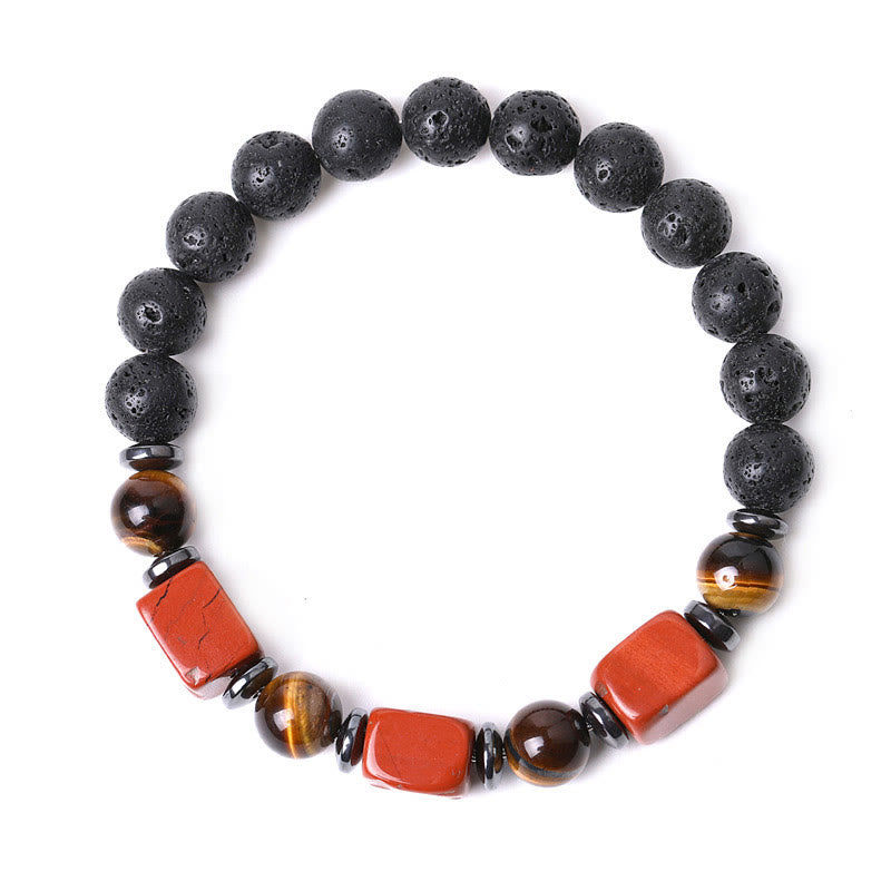 Buddha Stones, verschiedene Kristalle, Lavastein, Ruhe-Armband