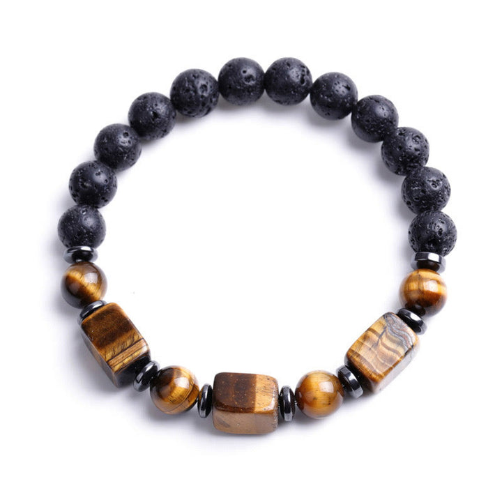 Buddha Stones, verschiedene Kristalle, Lavastein, Ruhe-Armband