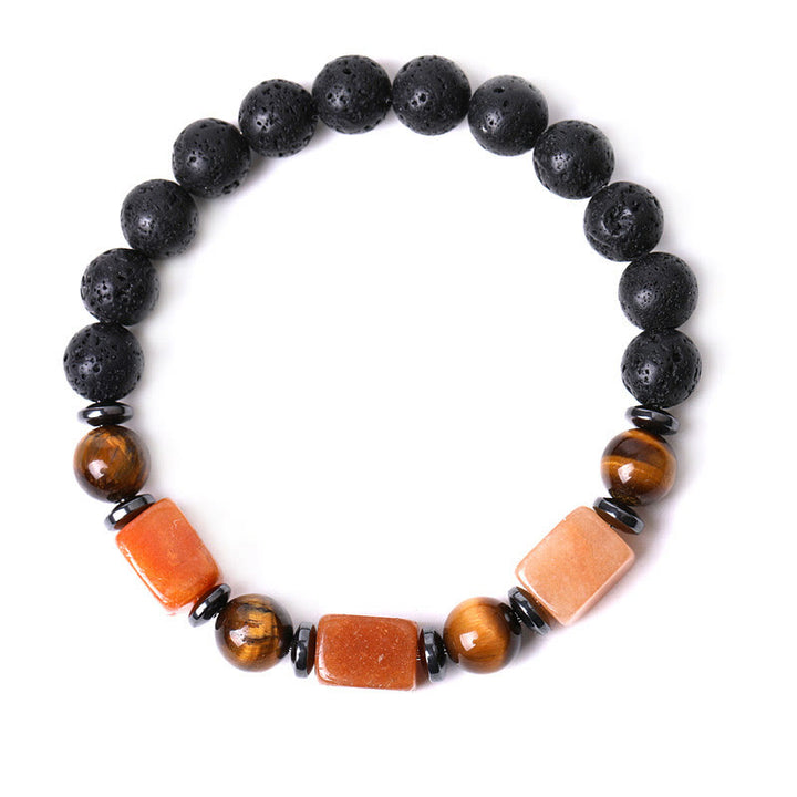 Buddha Stones, verschiedene Kristalle, Lavastein, Ruhe-Armband