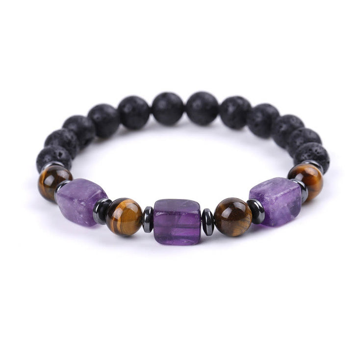 Buddha Stones, verschiedene Kristalle, Lavastein, Ruhe-Armband