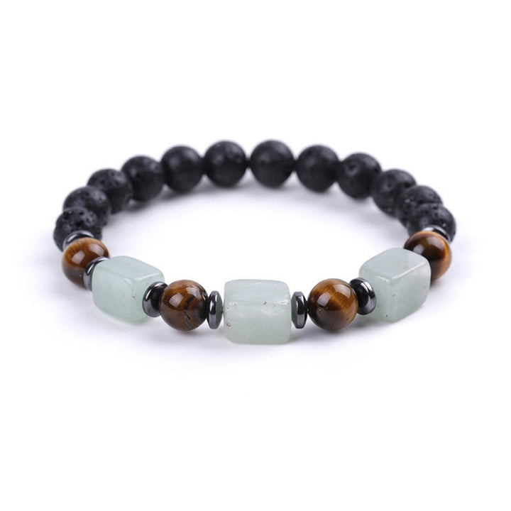 Buddha Stones, verschiedene Kristalle, Lavastein, Ruhe-Armband