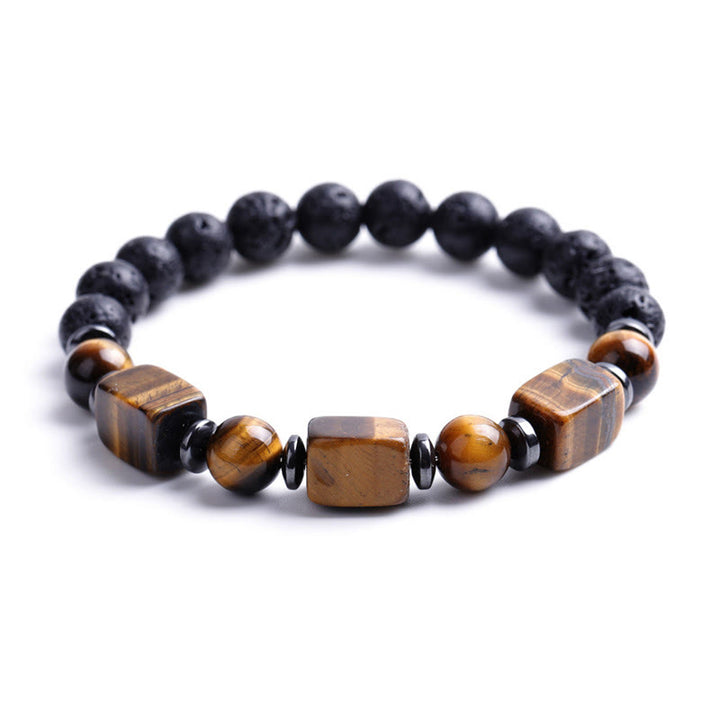 Buddha Stones, verschiedene Kristalle, Lavastein, Ruhe-Armband