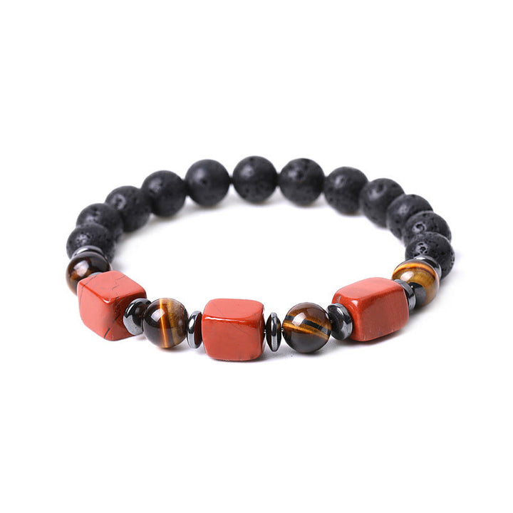 Buddha Stones, verschiedene Kristalle, Lavastein, Ruhe-Armband